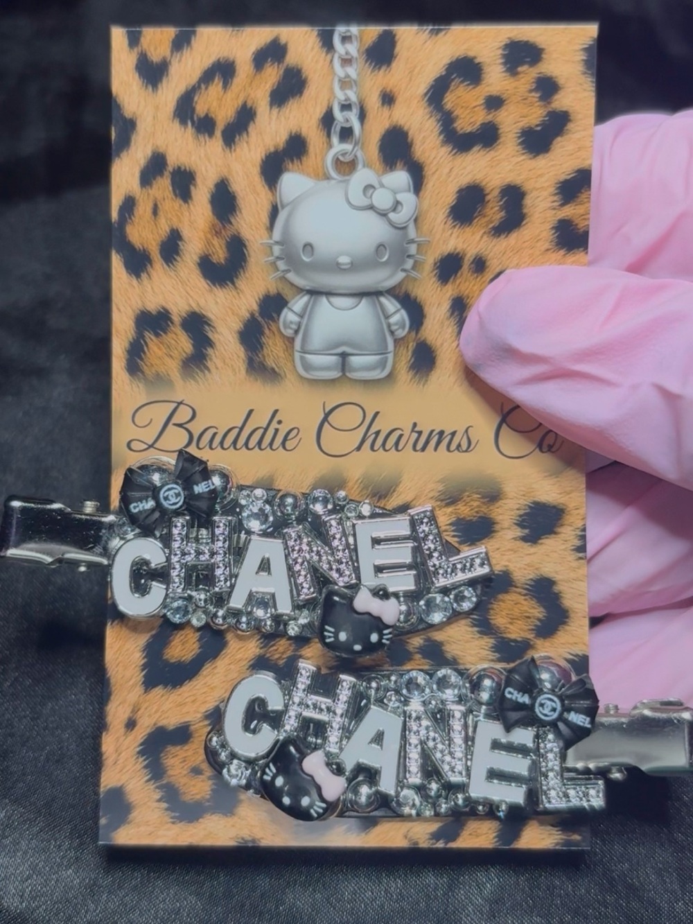 Hello Kitty Silver and Black Charm Hair Clips - Accessories